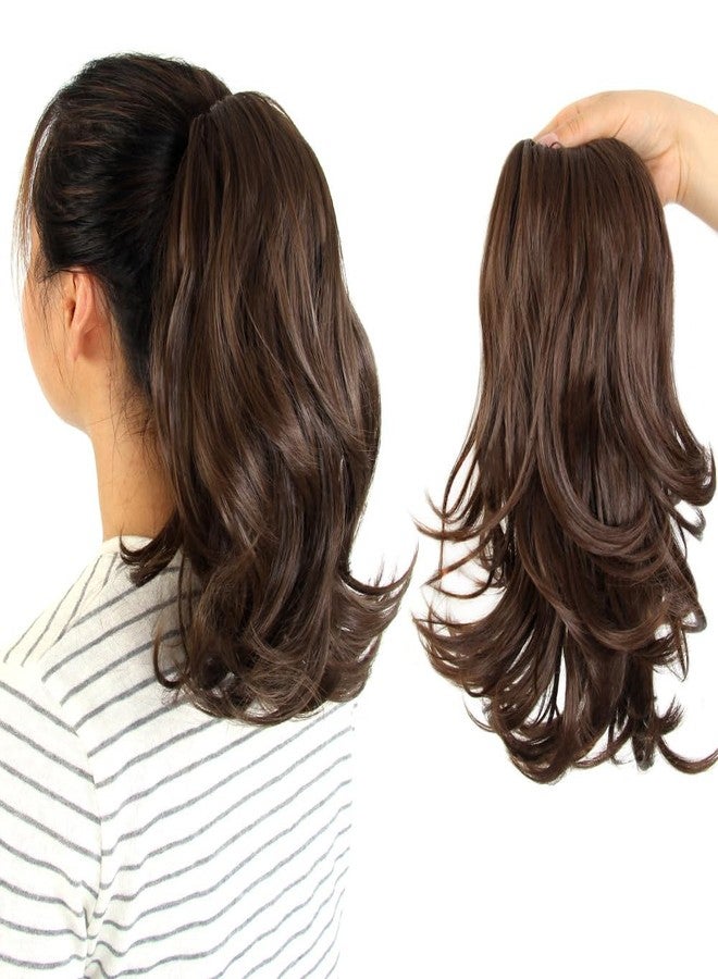 KAVSORAPI Ponytail Extension,Drawstring Ponytail 12 Inch,Short Curly Synthetic Natural Wavy Clip On Pony Tail Hair Pieces for women (8#) - Image 1